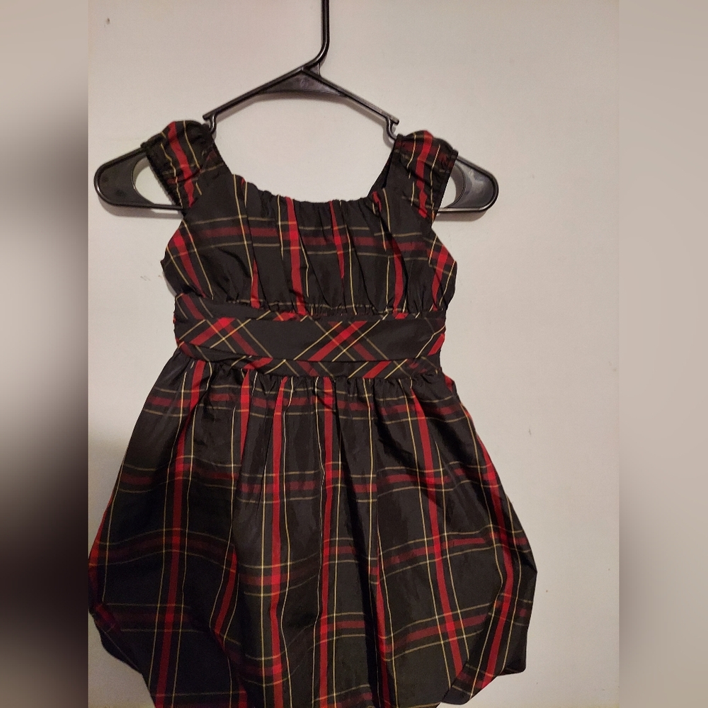 American Living Girl's Black Red Tartan Plaid Christmas Holiday Dress 8 Formal